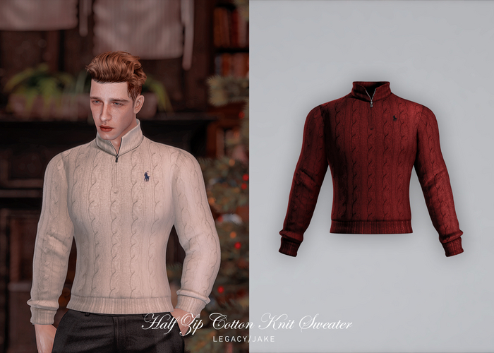 KLN SZN - Half Zip Cotton Knit Sweater Wine