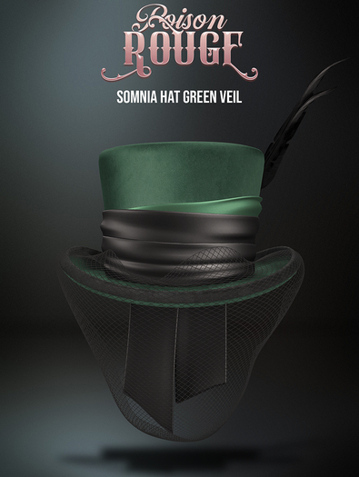 POISON ROUGE Somnia Hat Green Veil 