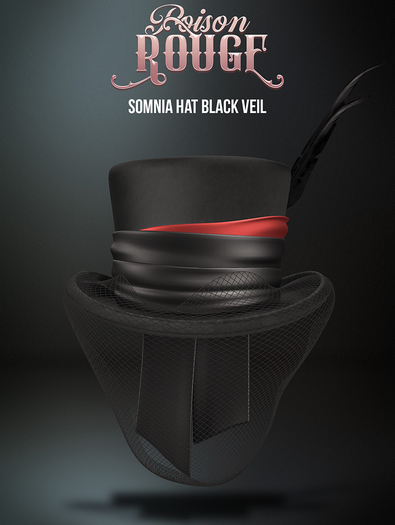 POISON ROUGE Somnia Hat Black Veil