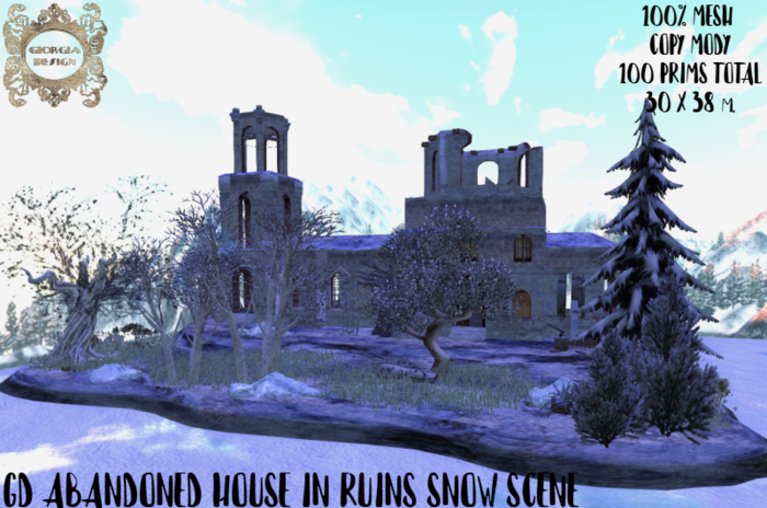 GD ABANDONED HOUSE IN RUINS SNOW SCENE