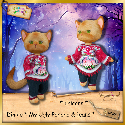 dinkie my ugly poncho and jeans unicorn