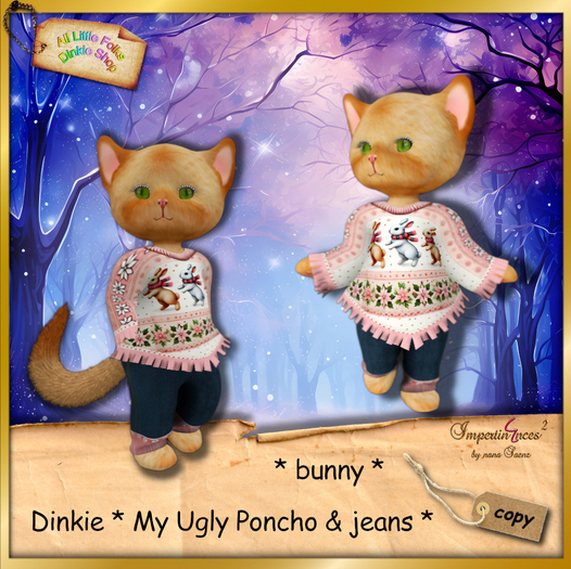 dinkie my ugly poncho and jeans bunny