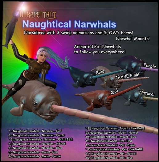 [UN] 8 Naughtical Narwhals - Mount - Pink RARE Box