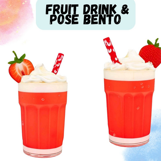 "MB" fruit drink & pose bento