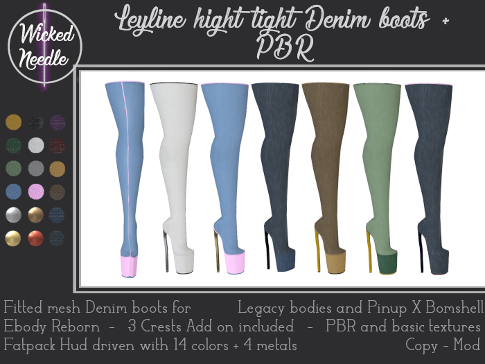 ~W-N~ Leyline high tight boots Denim + PBR