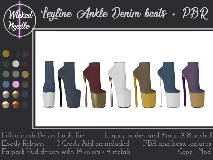 ~W-N~ Leyline Ankle Plateform boots Denim + PBR