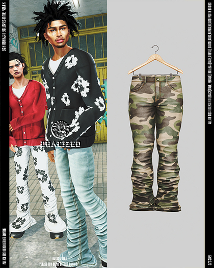 DUALIZED.-_-. Devin Stacked Jeans.(Camo)