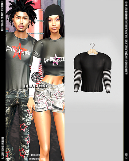 DUALIZED.-_-. Double Shirt.(Black)