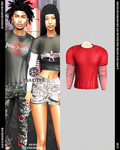 DUALIZED.-_-. Double Shirt.(Red)