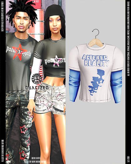 DUALIZED.-_-. Double Shirt.(Alter/Blue)