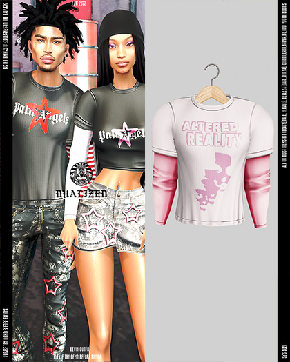 DUALIZED.-_-. Double Shirt.(Alter/Pink)