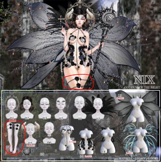 [SD} SUGAR DOLLS - NIX GODDESS OF THE NIGHT - 10 NIX GARTER (RARE)