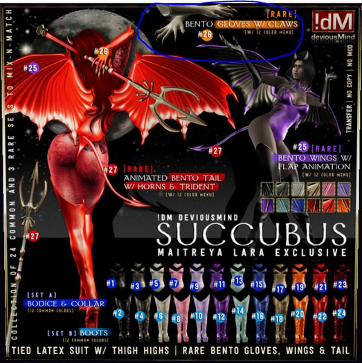 !dM deviousMind - Succubus - 26 **GLOVES** (RARE)