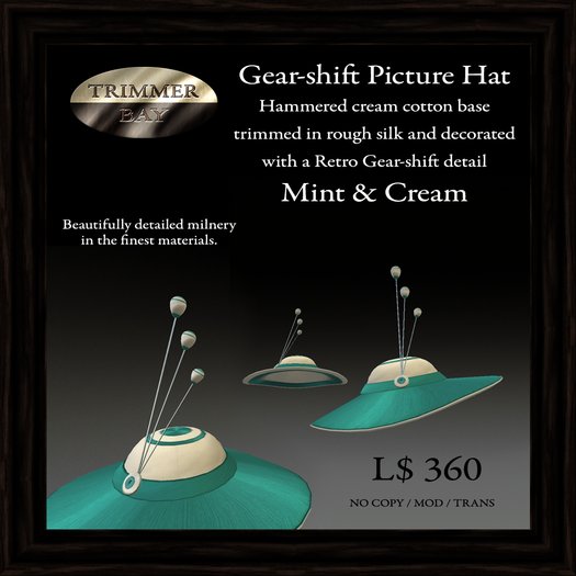 Hat - Gear-shift Picture Hat in Mint and Cream