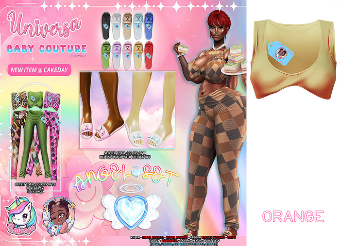 #UxBC - Angel [TOP] - ORANGE -Kupra Peach LaraX Reborn Legacy Natural Mounds Bork Waifu Bombshell Preggy