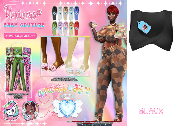 #UxBC - Angel [TOP] - BLACK -Kupra Peach LaraX Reborn Legacy Natural Mounds Bork Waifu Bombshell Preggy