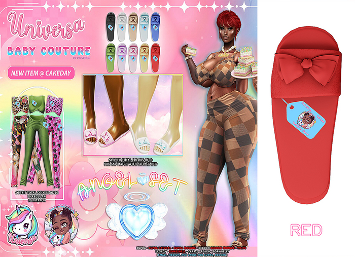 #UxBC - Angel [SLIPPERS] - RED -Kupra Peach LaraX Reborn Legacy Natural Mounds Bork Waifu Bombshell Preggy