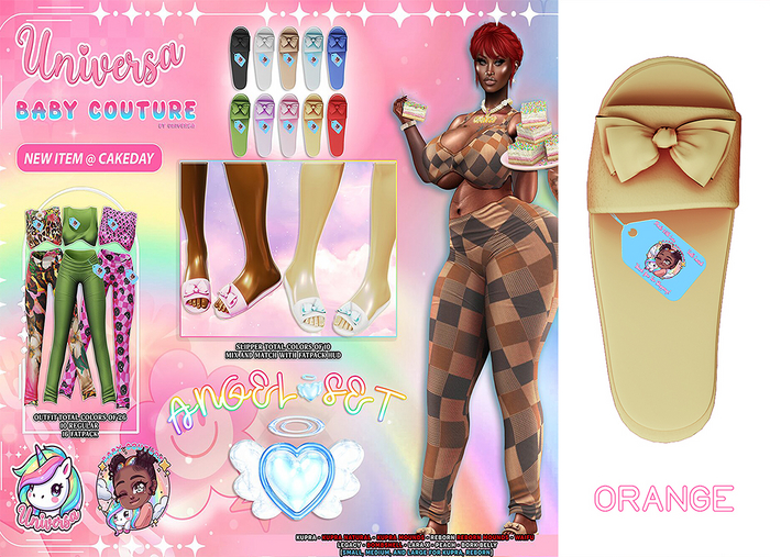 #UxBC - Angel [SLIPPERS] - ORANGE -Kupra Peach LaraX Reborn Legacy Natural Mounds Bork Waifu Bombshell Preggy