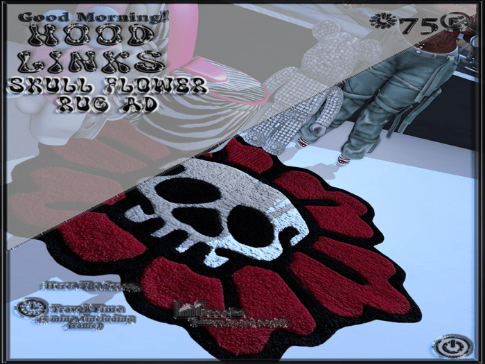 {HOODLINKS}SKULL FLOWER RUG