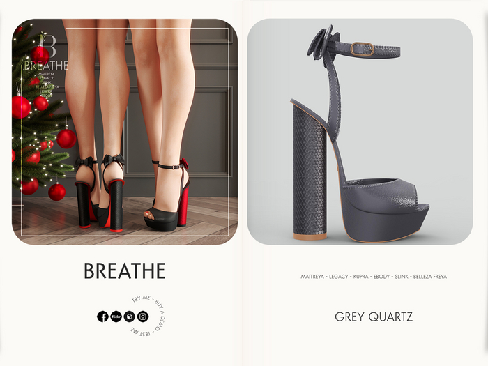 [BREATHE]-Rinoka Heels-Quartz Grey-For-(Maitreya Lara, Legacy, Kupra, eBody, Slink and Belleza Freya)