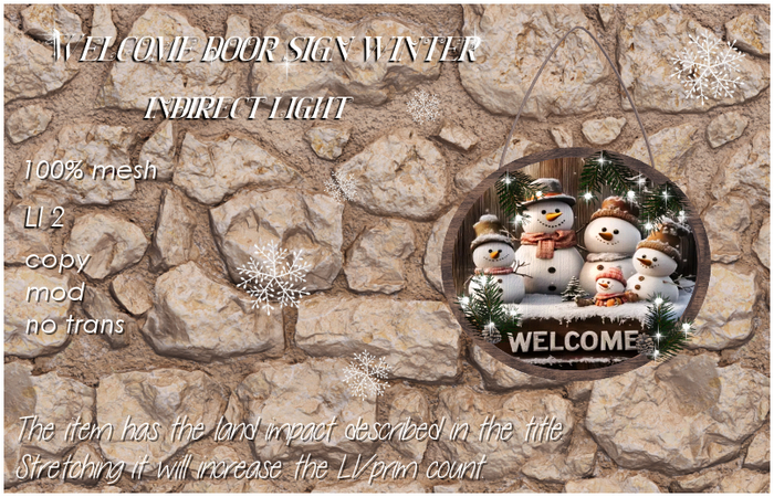 Welcome door sign winter
