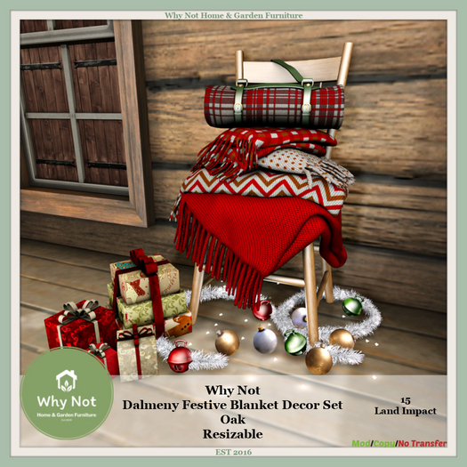 Why Not - Dalmeny Festive Blanket Decor Set-Oak-Boxed