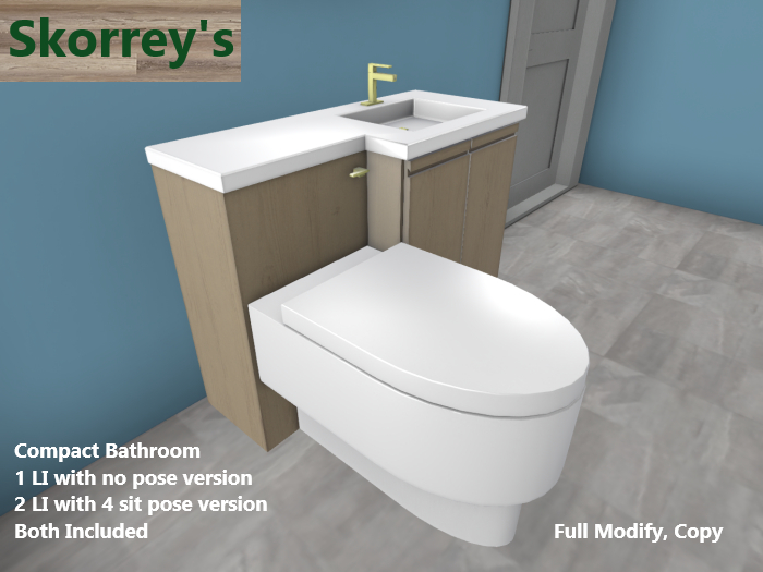 Compact Bathroom 1 PRIM Toilet sink combo with poses version 2 prim
