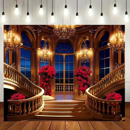 STAIRWAY RED FLOWERS TEXTURE