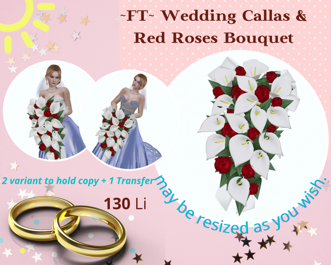 ~FT~ Wedding Callas & Red Roses Bouquet  