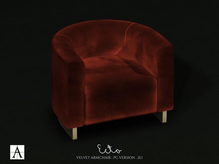 Architect. Velvet Armchair "Ecto" #Ember PG