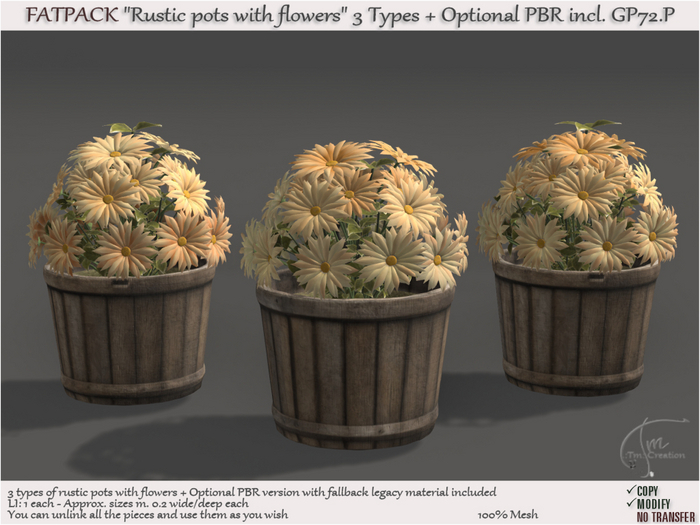 Rustic bucket pot with flowers (PBR incl.) FATPACK GP72.P