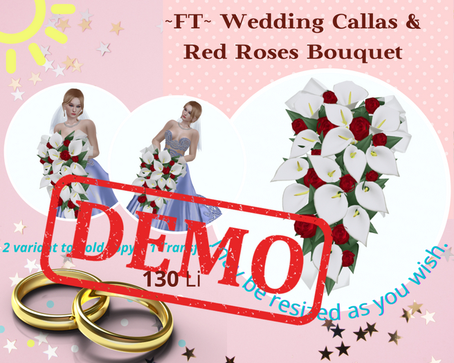 DEMO ~FT~ Wedding Callas & Red Roses Bouquet  