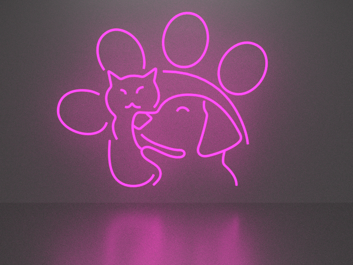 Cat and dog neon sign Full Permission
