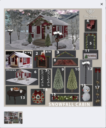 02 Bee Designs Snowfall Cabin  RARE