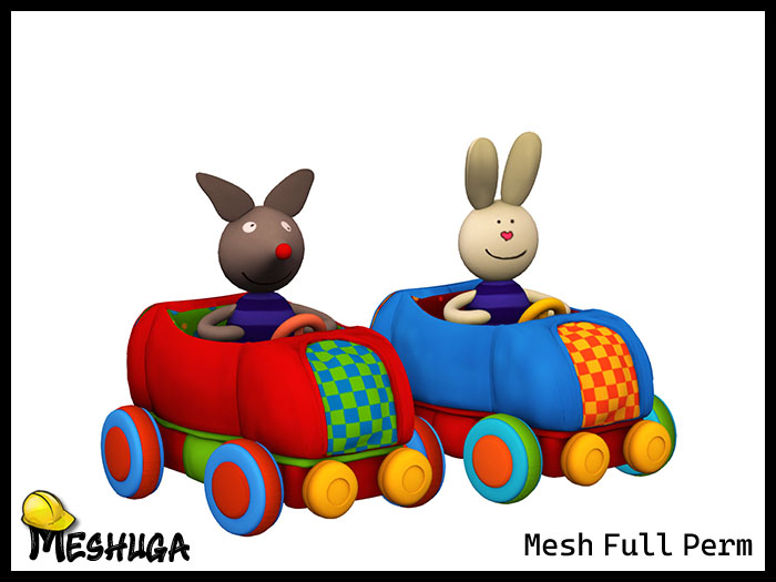Meshuga Kids - Mouse & Bunny Toy Cars  FULL PERM MESH 