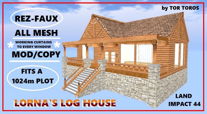 REZ-FAUX LORNA'S LOG HOUSE 44Li (Boxed)