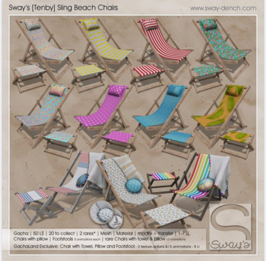 Sway's [Tenby] Sling Beach Chair . rainbow RARE