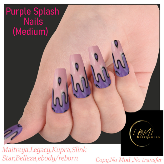 [ReM] Purple Splash -Medium nails