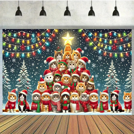 CHRISTMAS TREE CATS TEXTURE