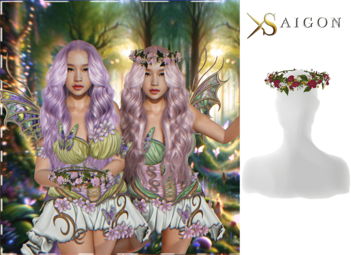 SaiGon - " Binna Flower Crown " DARK PINK