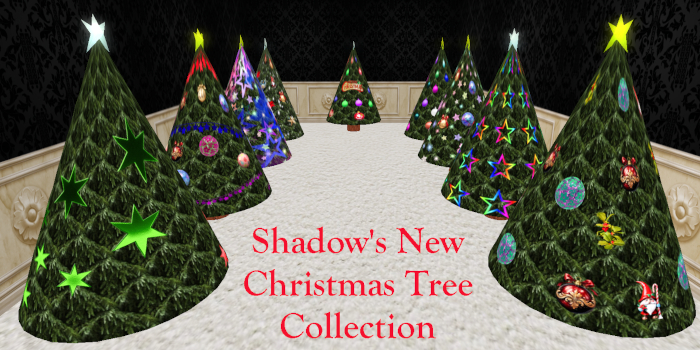 Shadow's new sculpted prim christmas trees (9 pack, 2LI each)