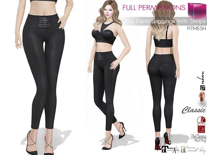 Full Perm Skinny Pants Leggings with Straps Ebody Reborn Legacy Maitreya 5.3 LaraX