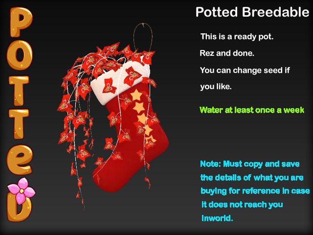 Potted ~ LE Hanging Stocking Ivy Pot - Red