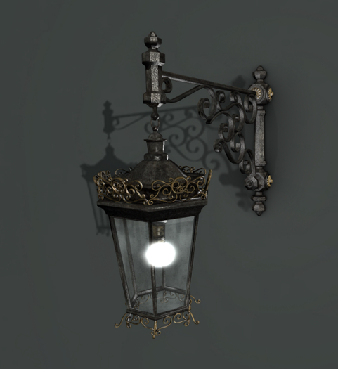 Second Life Marketplace - 8f8 -Wrought Iron Wall Lamp on/off