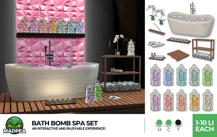 MadPea Bath Bomb Spa Set - White Tub