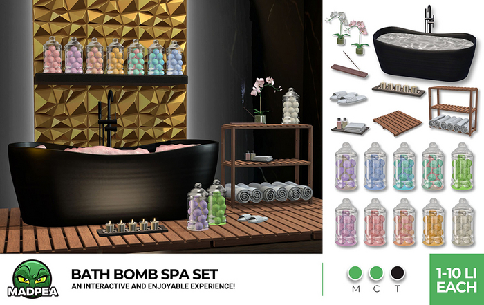 MadPea Bath Bomb Spa Set - Black Tub