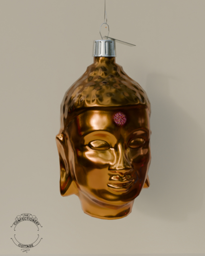 TCC - Blown Glass Tree Ornament - Buddha Head