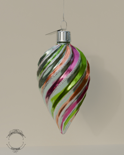 TCC - Blown Glass Tree Ornament - Taffy Swirl