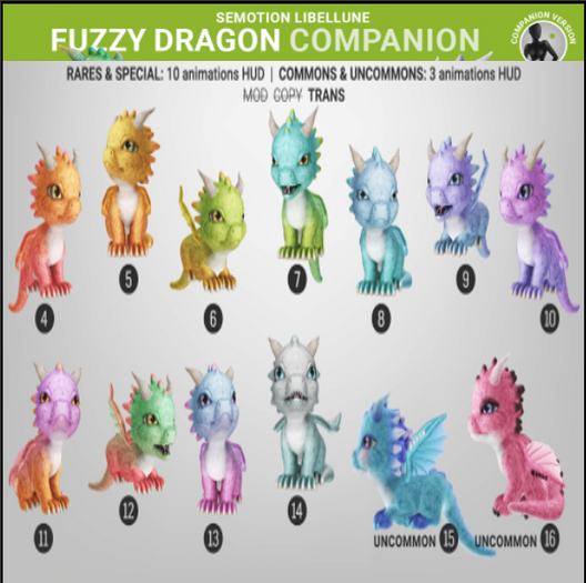 SEmotion Libellune Fuzzy Dragon XS Companion COMMON 12