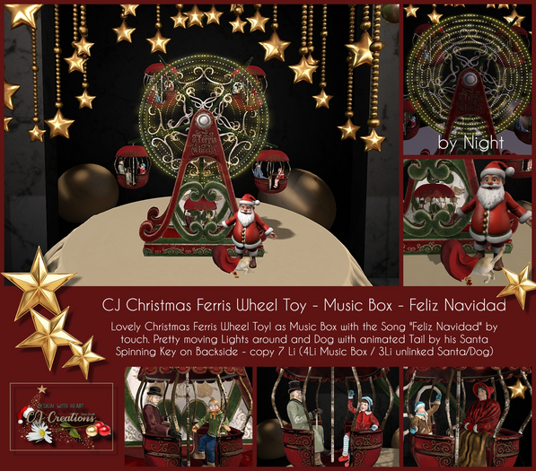 CJ Christmas Ferris Wheel Toy Music Box - Feliz Navidad